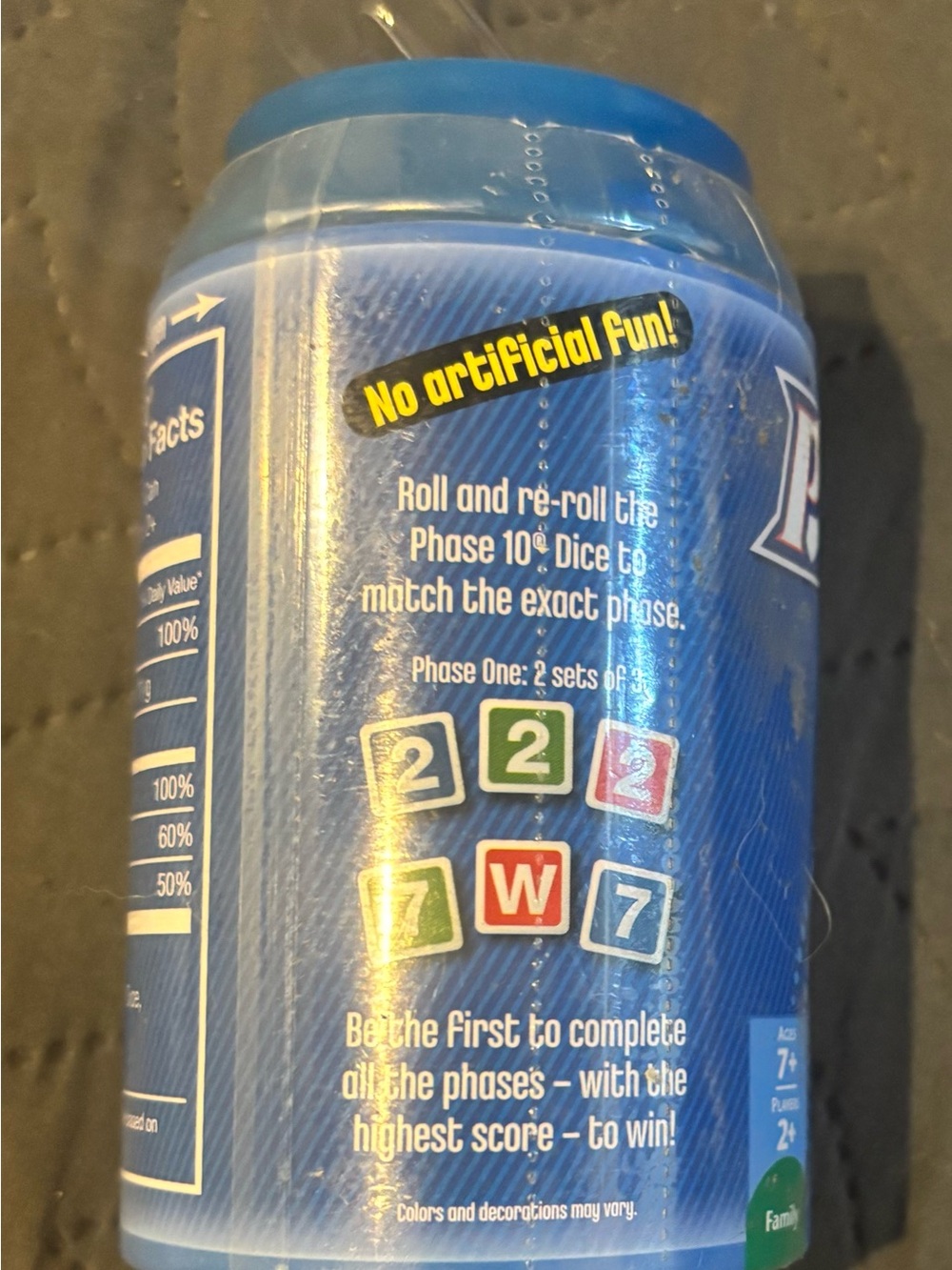 NEW/SEALED Phase 10 Dice Game Blue Tin Soda Can - 2012 Mattel Games - Picture 3 of 6